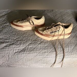 Adidas White and Tan Sneakers